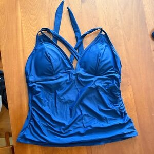 Cupshe Sevene Blue Crossback Tankini Top & Bottoms Set, Navy, Size XL